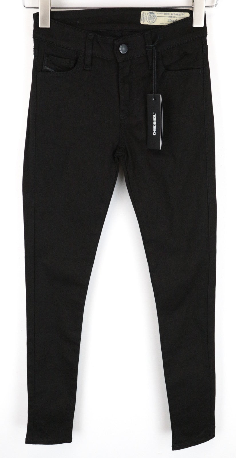DIESEL Slandy 0860S moteriški džinsai W26/L30 itin aptempti, juodi, tamprūs medvilniniai džinsai 