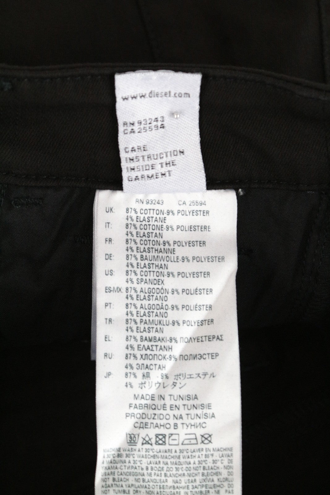 DIESEL Slandy 0860S moteriški džinsai W26/L30 itin aptempti, juodi, tamprūs medvilniniai džinsai 