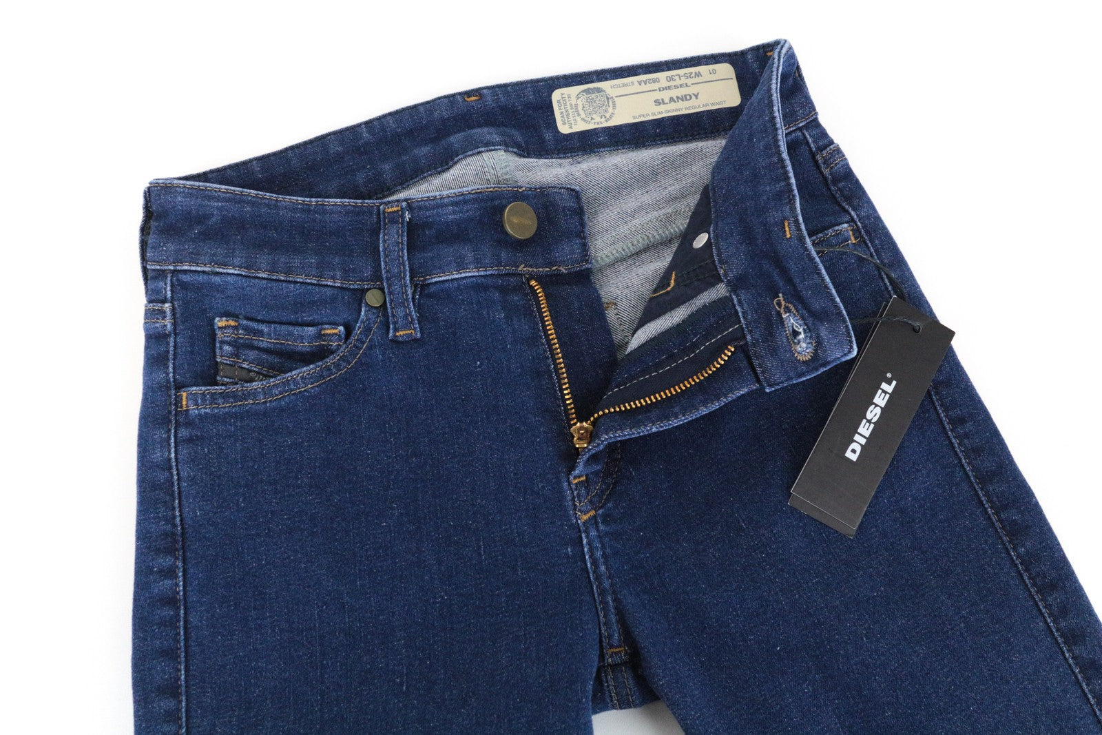 DIESEL Slandy 082AA moteriški džinsai W25 L30 mėlyni, itin aptempti, tamprūs medvilniniai džinsai 