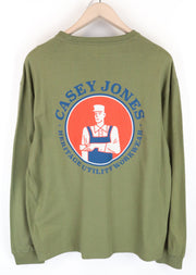 WRANGLER vyriški marškinėliai M žali medvilniniai su logotipu nugaroje ilgomis rankovėmis 