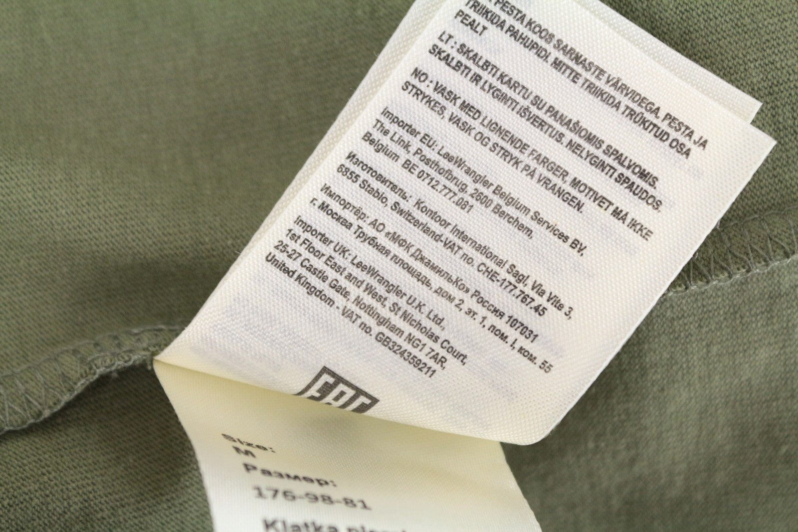 WRANGLER vyriški marškinėliai M žali medvilniniai su logotipu nugaroje ilgomis rankovėmis 