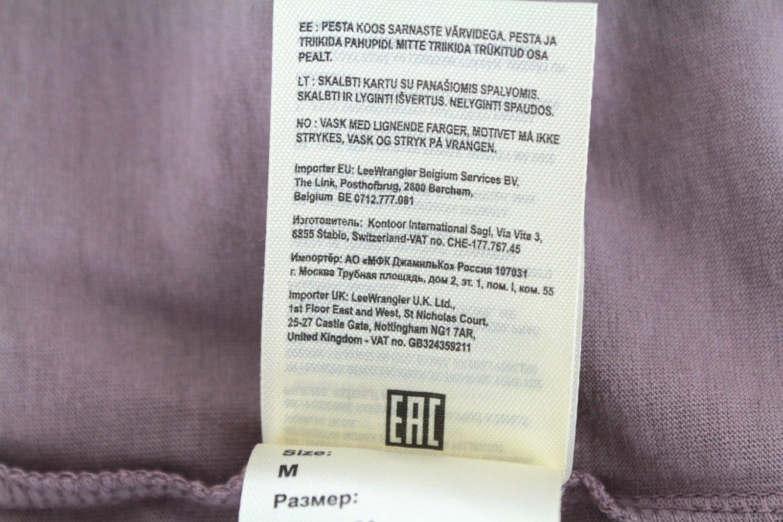 LEE vyriški marškinėliai M violetiniai skalbti ilgomis rankovėmis medvilniniai megztiniai laisvo kirpimo 