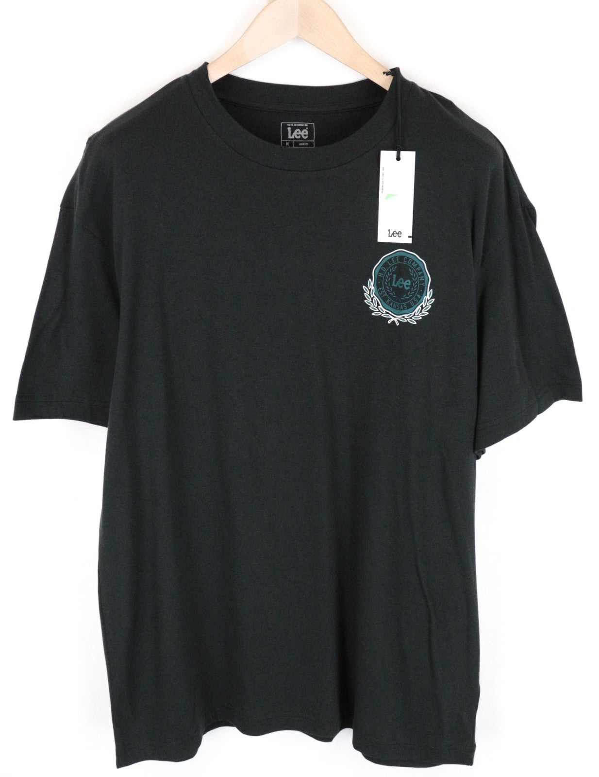 LEE vyriški marškinėliai M, juodi, skalbti, trumpomis rankovėmis, laisvi medvilniniai marškinėliai 