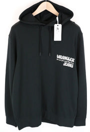 WRANGLER vyriškas džemperis su gobtuvu M, juodas, skalbtas, medvilninis megztinis su gobtuvu ilgomis rankovėmis 