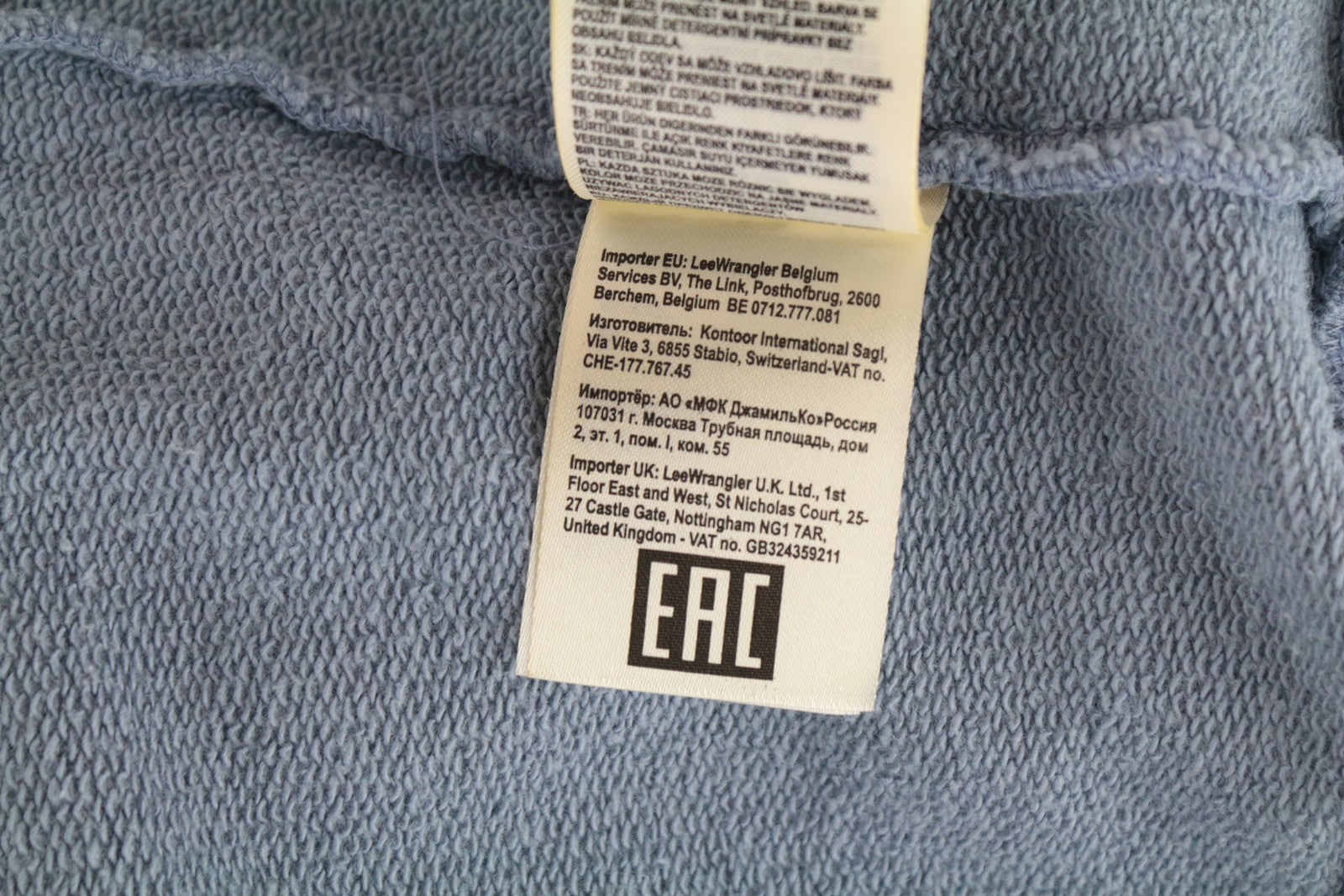 WRANGLER vyriškas M dydžio džemperis mėlynas skalbtos medvilnės megztinis ilgomis rankovėmis 