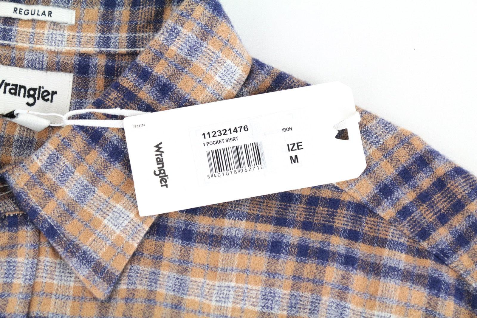 WRANGLER vyriški M dydžio šviesiai rudi languoti medvilniniai marškinėliai ilgomis rankovėmis