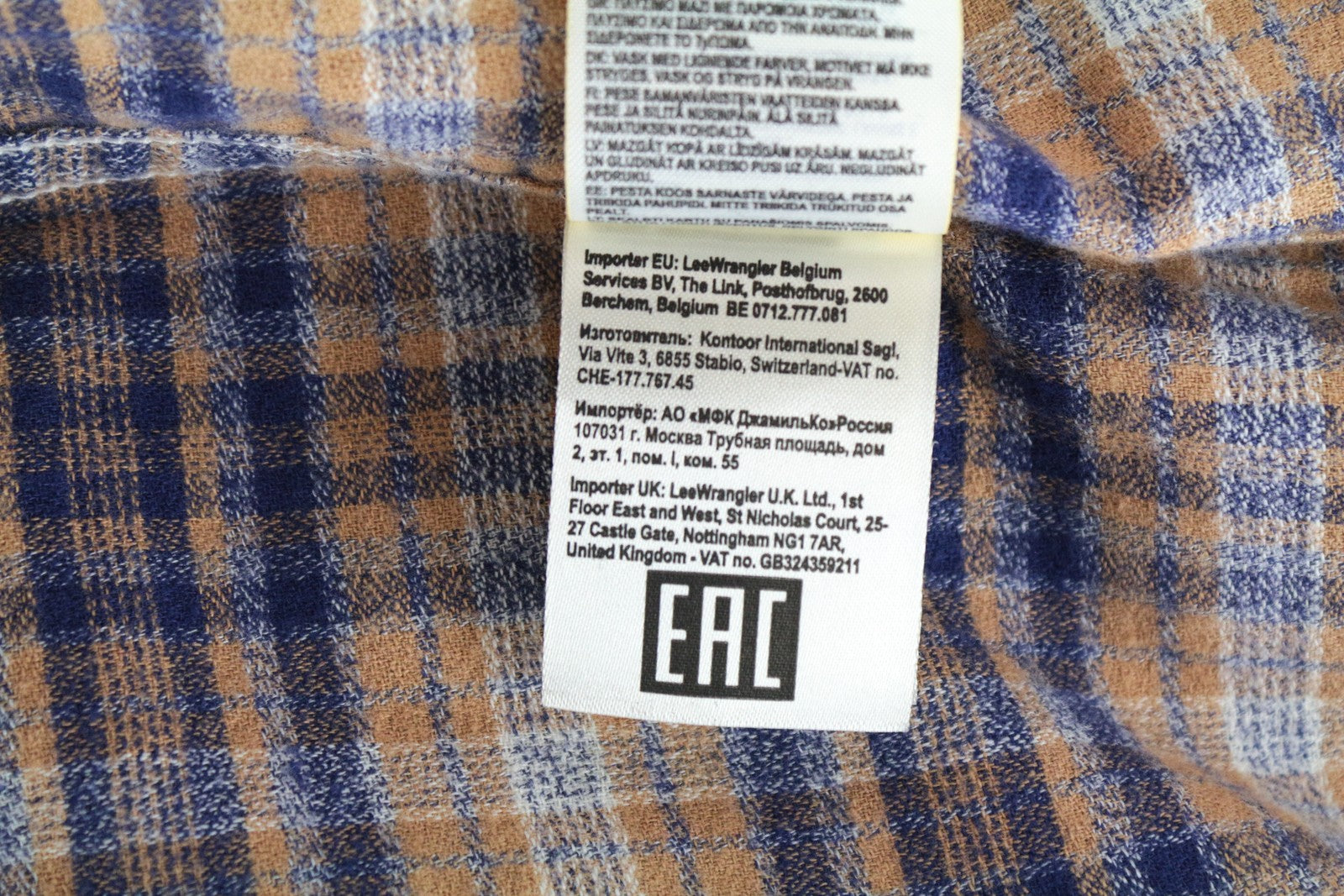 WRANGLER vyriški M dydžio šviesiai rudi languoti medvilniniai marškinėliai ilgomis rankovėmis