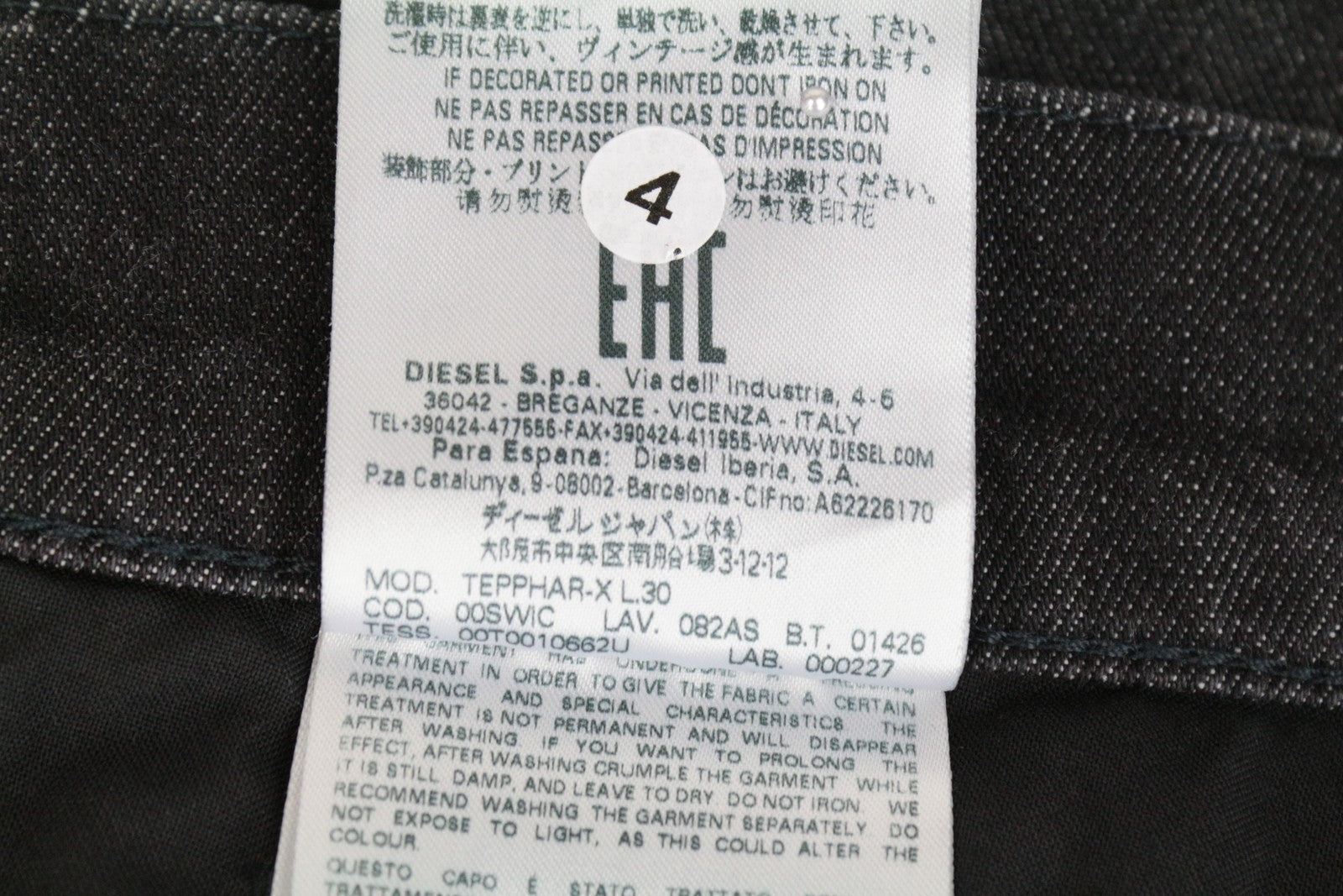 DIESEL Tepphar-X 082AS W28/L30 vyriški ploni, morkų kirpimo, skalbtos pilkos spalvos tamprūs džinsai 