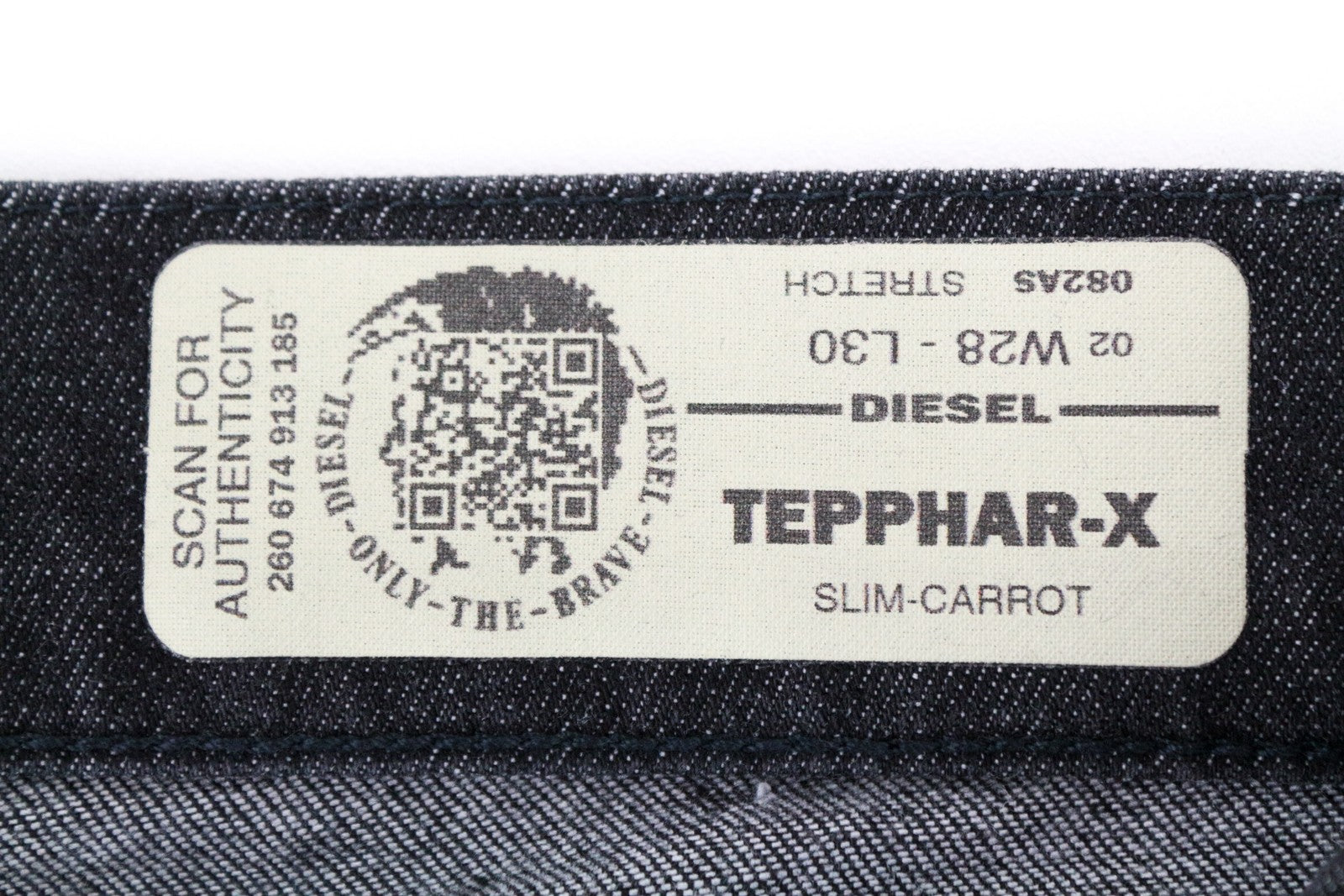 DIESEL Tepphar-X 082AS W28/L30 vyriški ploni, morkų kirpimo, skalbtos pilkos spalvos tamprūs džinsai 