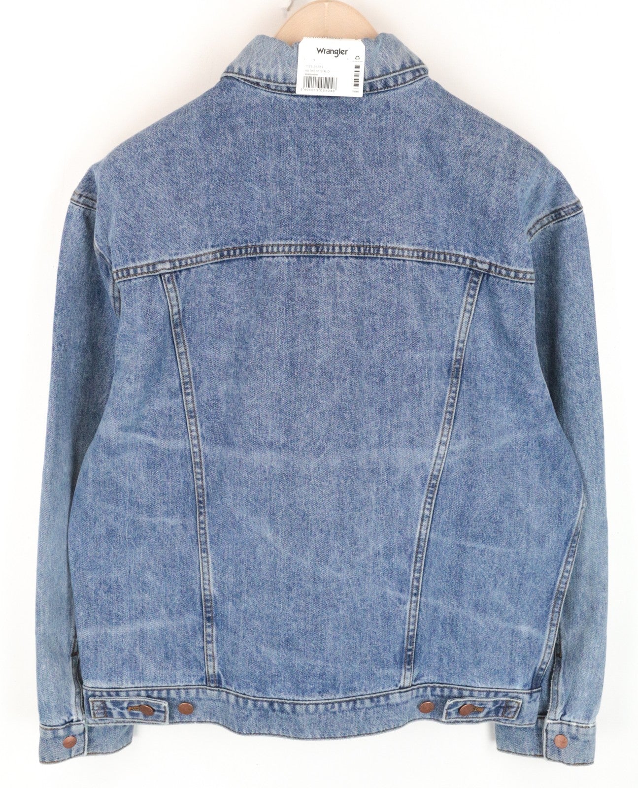 WRANGLER vyriška mėlyna skalbto džinso anti-fit striukė ilgomis rankovėmis M dydžio 