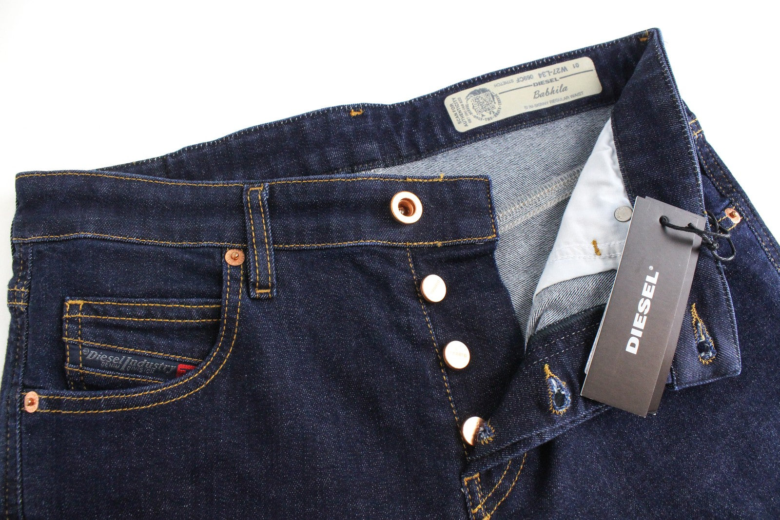 DIESEL Babhila 069CF moteriški W27/L34 mėlyni tamprūs, įprasti, ploni džinsai 