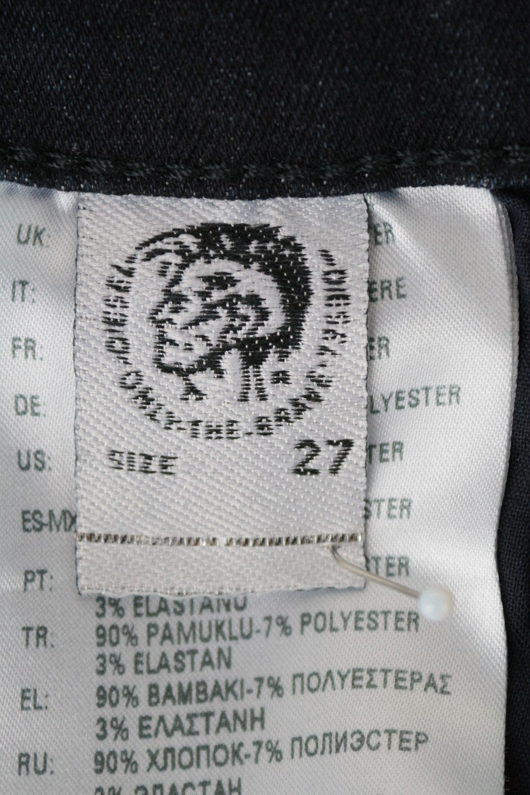 DIESEL Slandy 084ZD moteriški W27/L32 aptempti skalbti ploni tamprūs mėlyni džinsai 