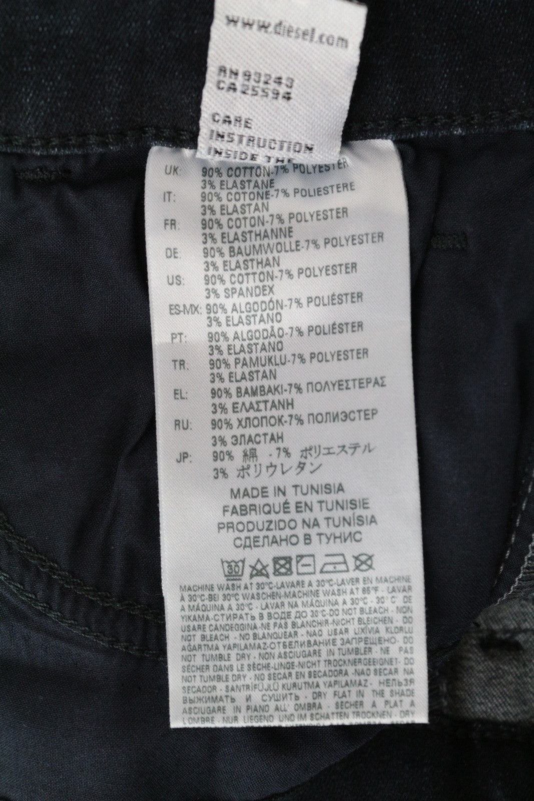 DIESEL Slandy 084ZD moteriški W27/L32 aptempti skalbti ploni tamprūs mėlyni džinsai 