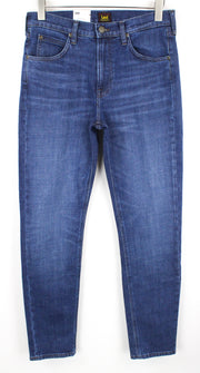 LEE Austin vyriški W30/L32 siaurėjantys tamsiai mėlyni vidutinio liemens tamprūs, įprasto kirpimo marškinėliai 