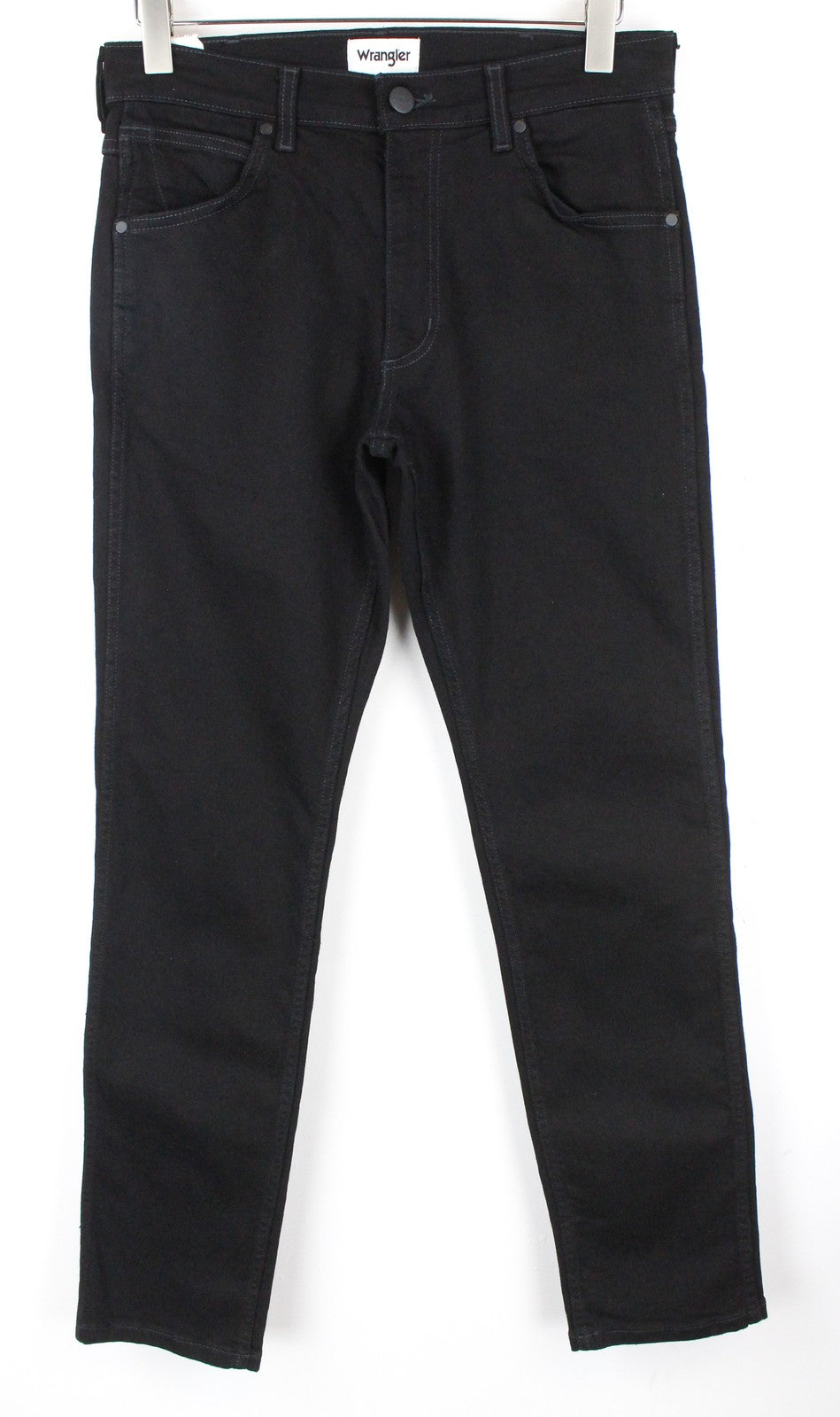 WRANGLER Greensboro vyriški W30/L32 juodi tiesaus kirpimo džinsai, tamprūs, įprasti 