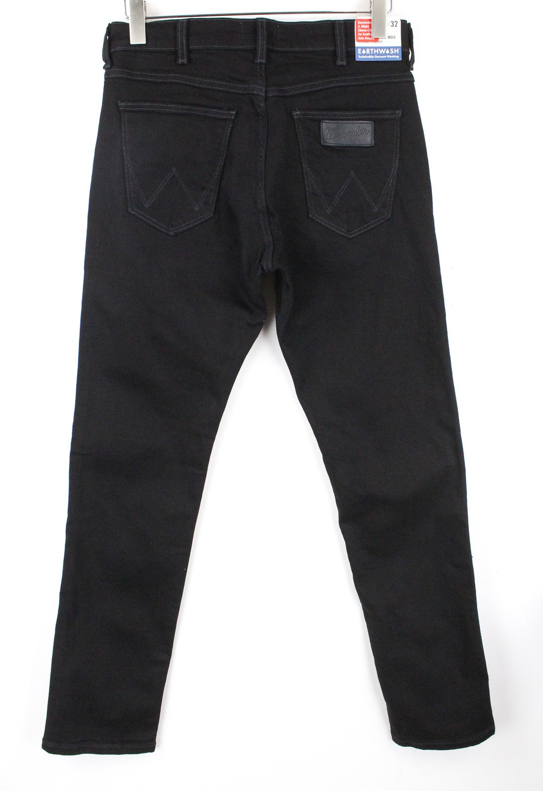 WRANGLER Greensboro vyriški W30/L32 juodi tiesaus kirpimo džinsai, tamprūs, įprasti 