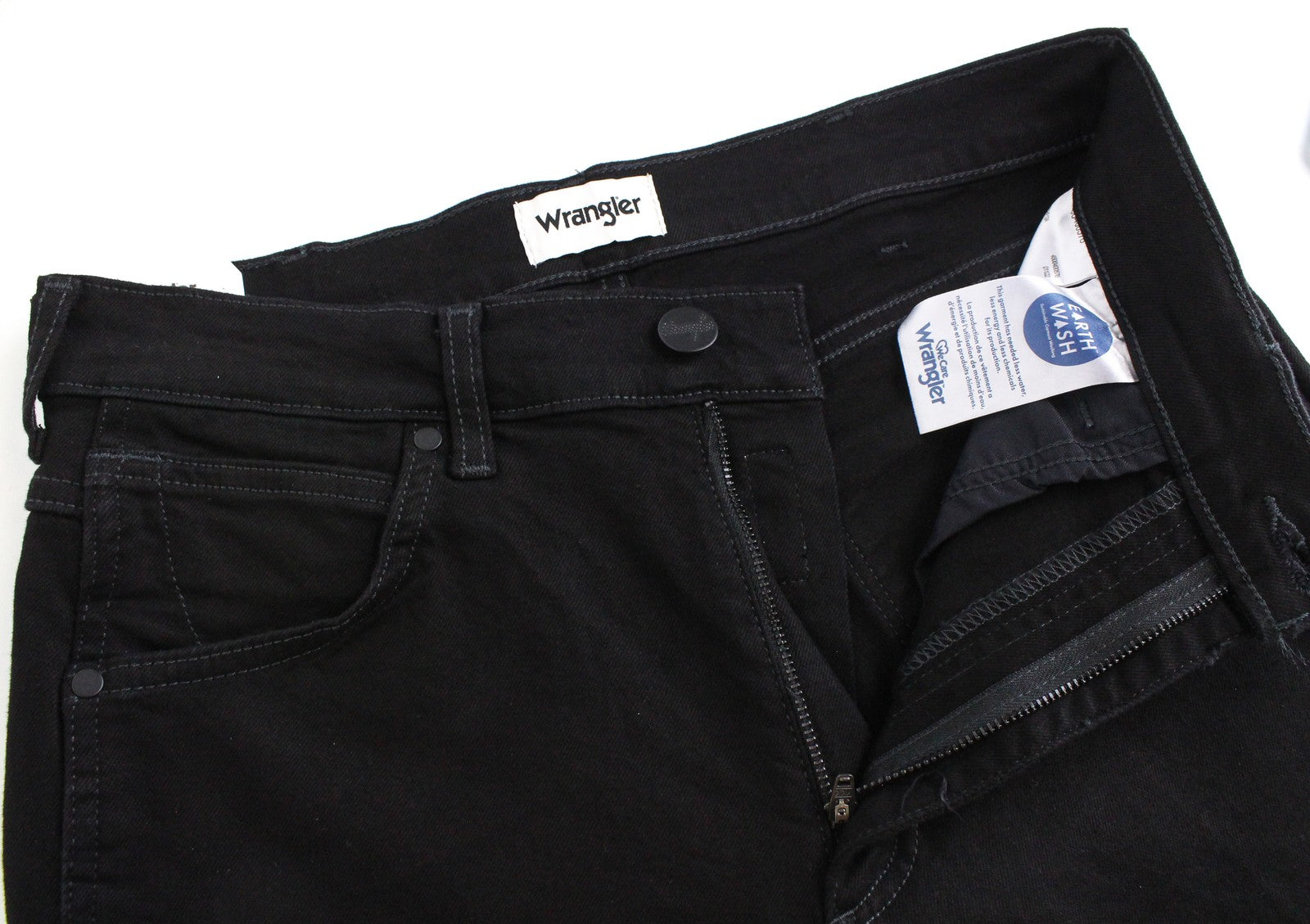 WRANGLER Greensboro vyriški W30/L32 juodi tiesaus kirpimo džinsai, tamprūs, įprasti 