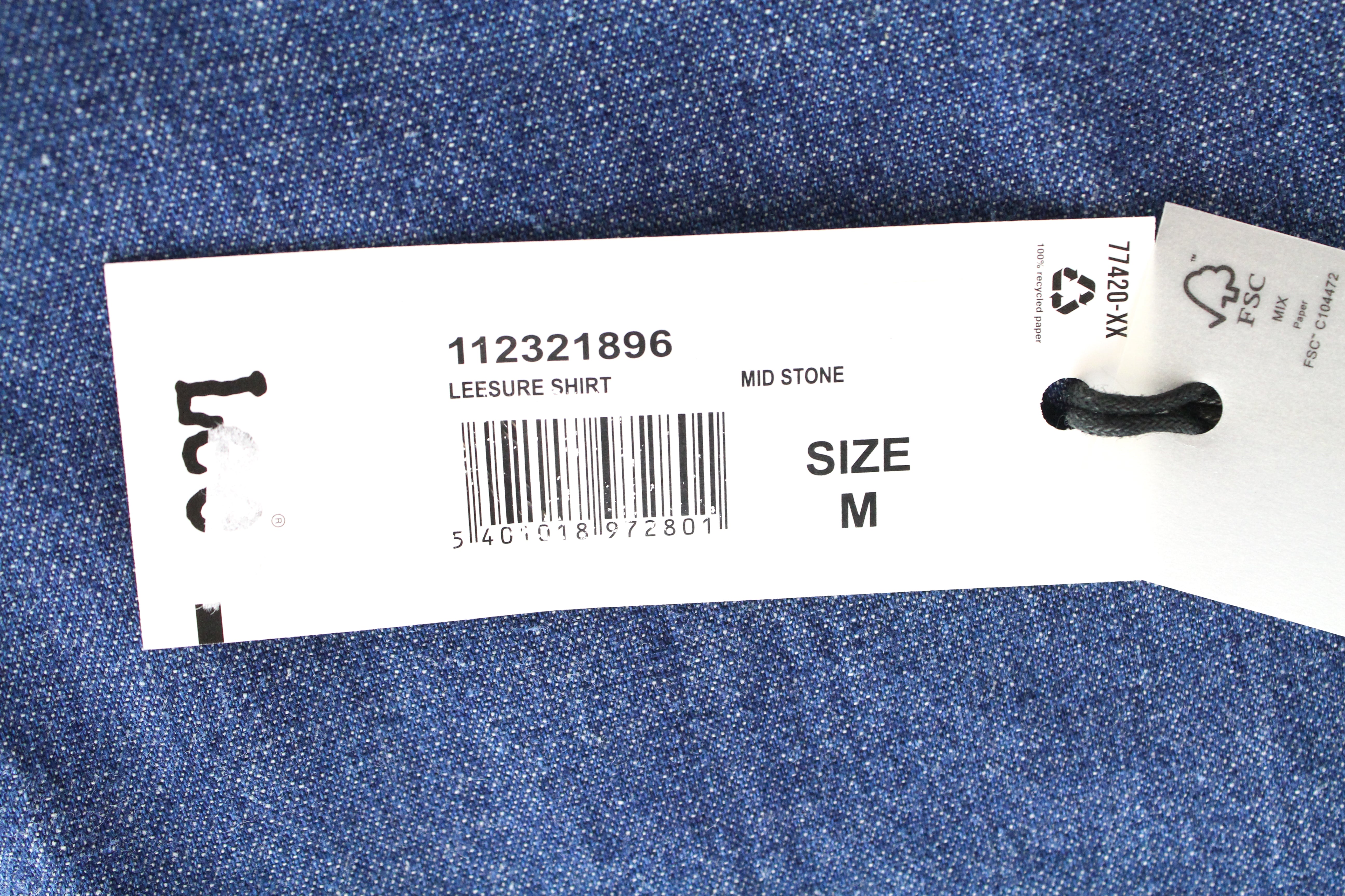 LEE Leesure vyriški M dydžio vidutinio mėlynumo džinsinio stiliaus marškinėliai su sagomis