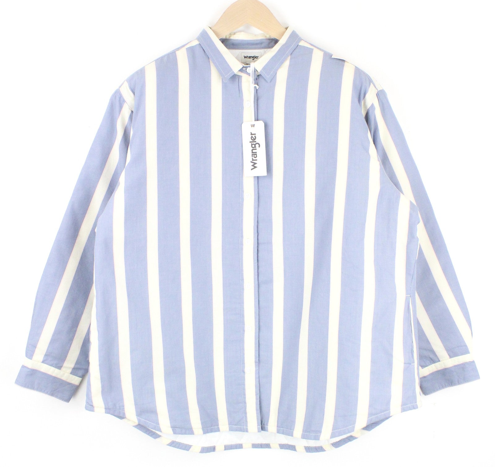 WRANGLER moteriška S dydžio balta paminkštinta striukė su akmens spalvos dryžiais