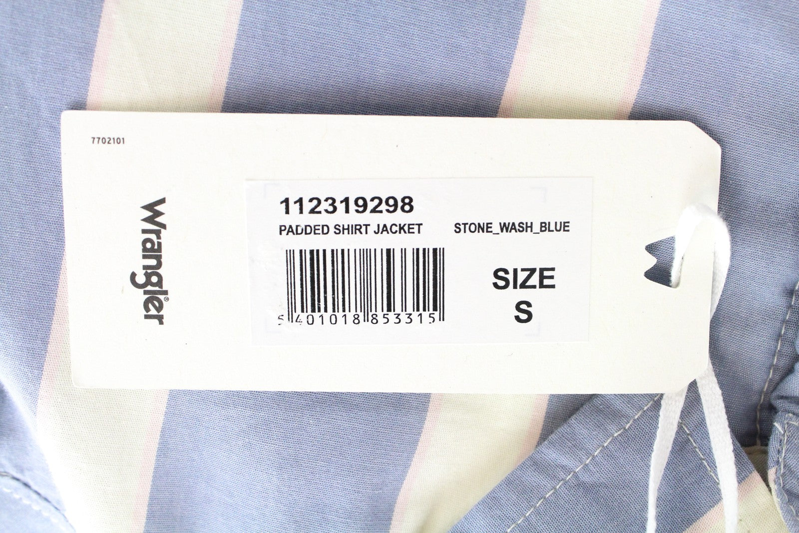 WRANGLER moteriška S dydžio balta paminkštinta striukė su akmens spalvos dryžiais