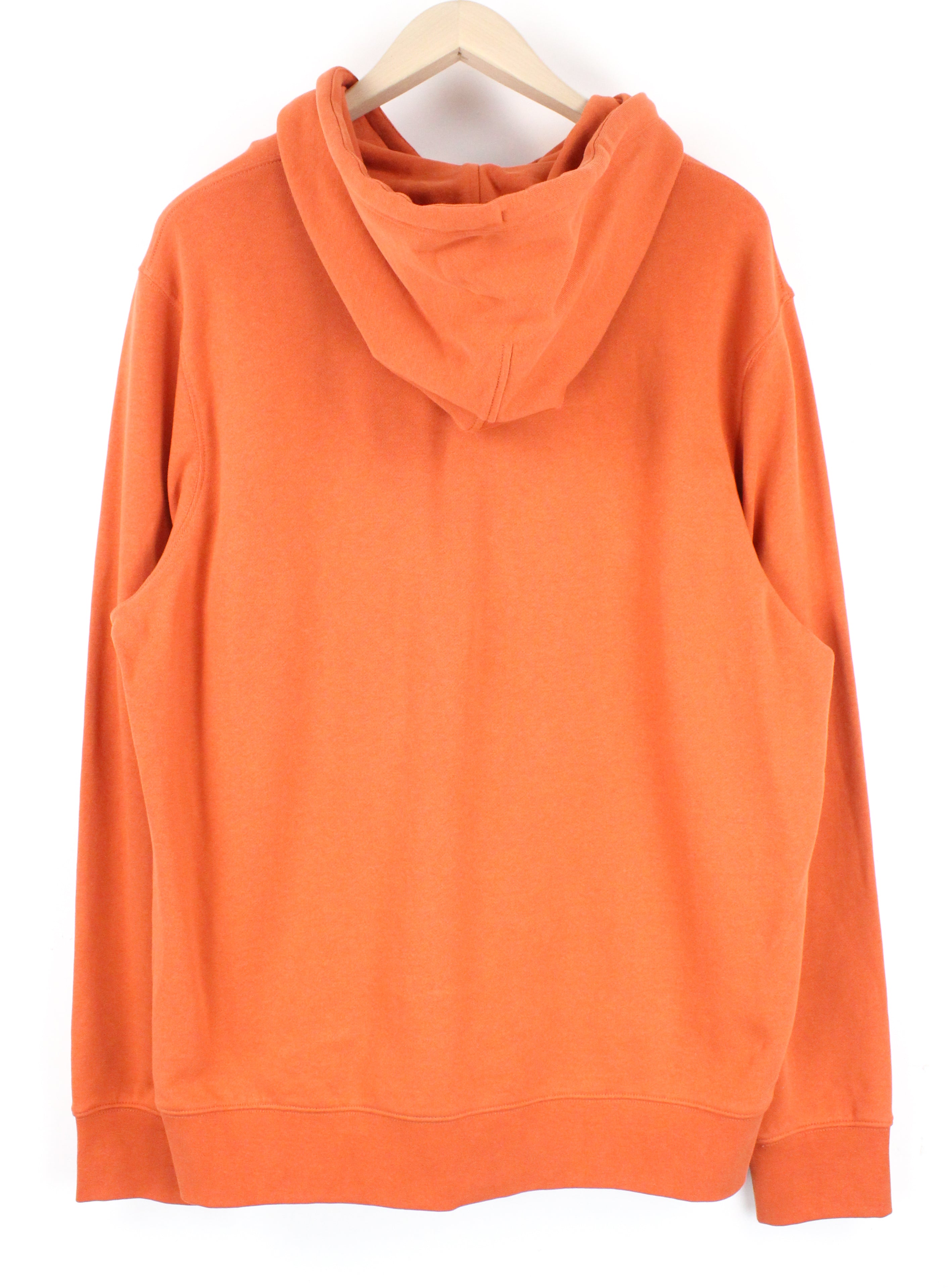 WRANGLER vyriškas oranžinis medvilninis flisinis megztinis su šūkiu ir gobtuvu, M dydžio, su logotipu ir spauda 