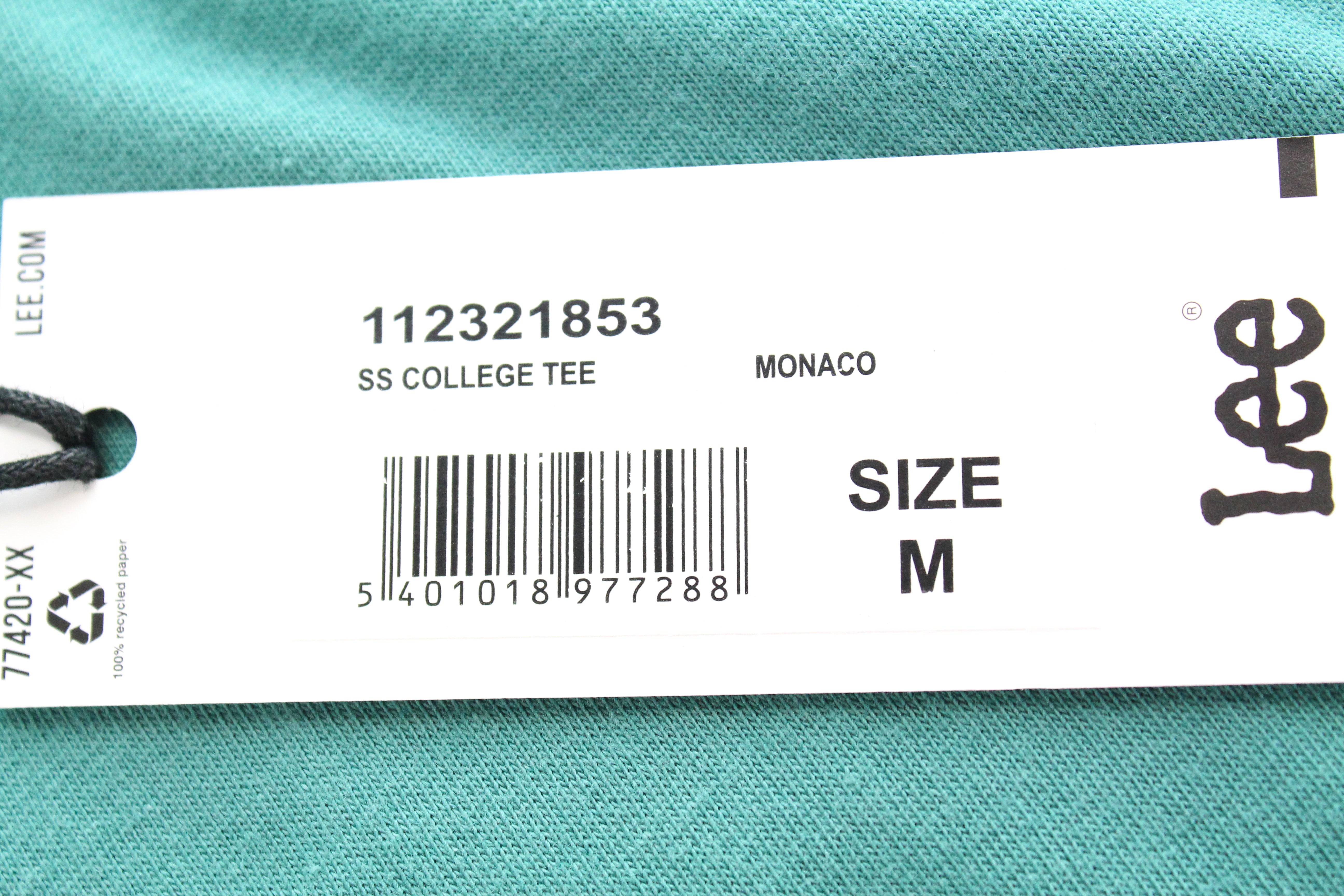 LEE Men's M Green College Sporty T-Shirt Striped Relaxed Fit Cotton Jersey