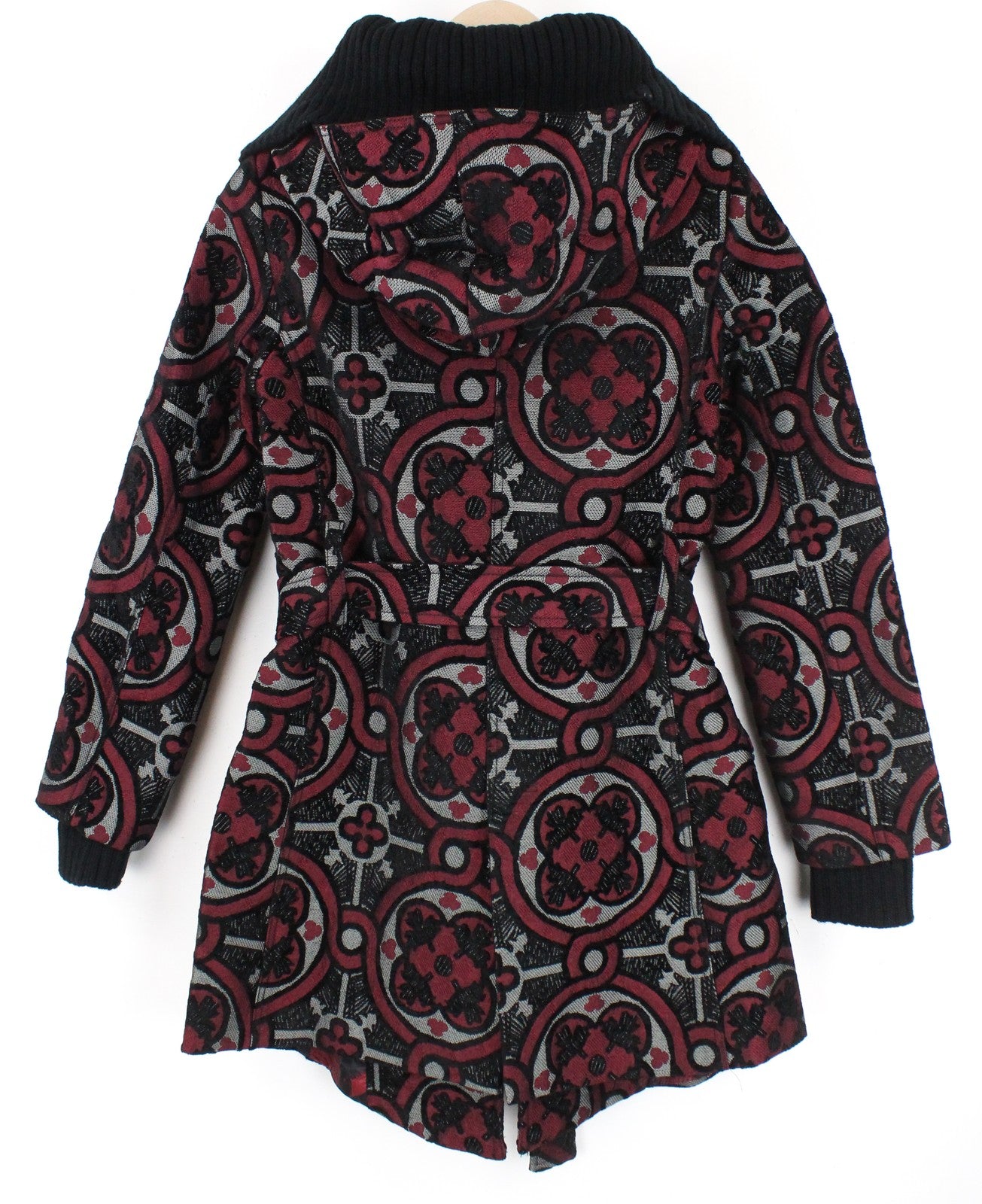 DESIGUAL Sagitario Women's EU38 Red Coat Jacquard Embroidered Designer