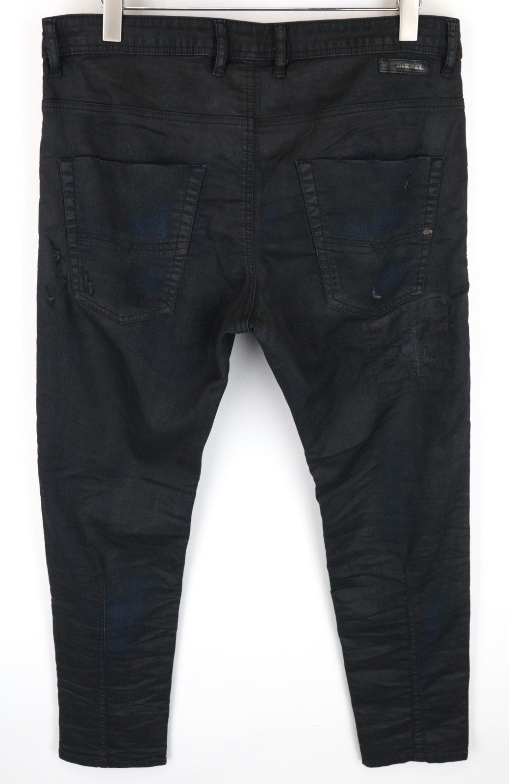 DIESEL Krooley CB-NE 0680B vyriški W36 tamsiai mėlyni dengti sportiniai Jogg Slim Carrot džinsai 