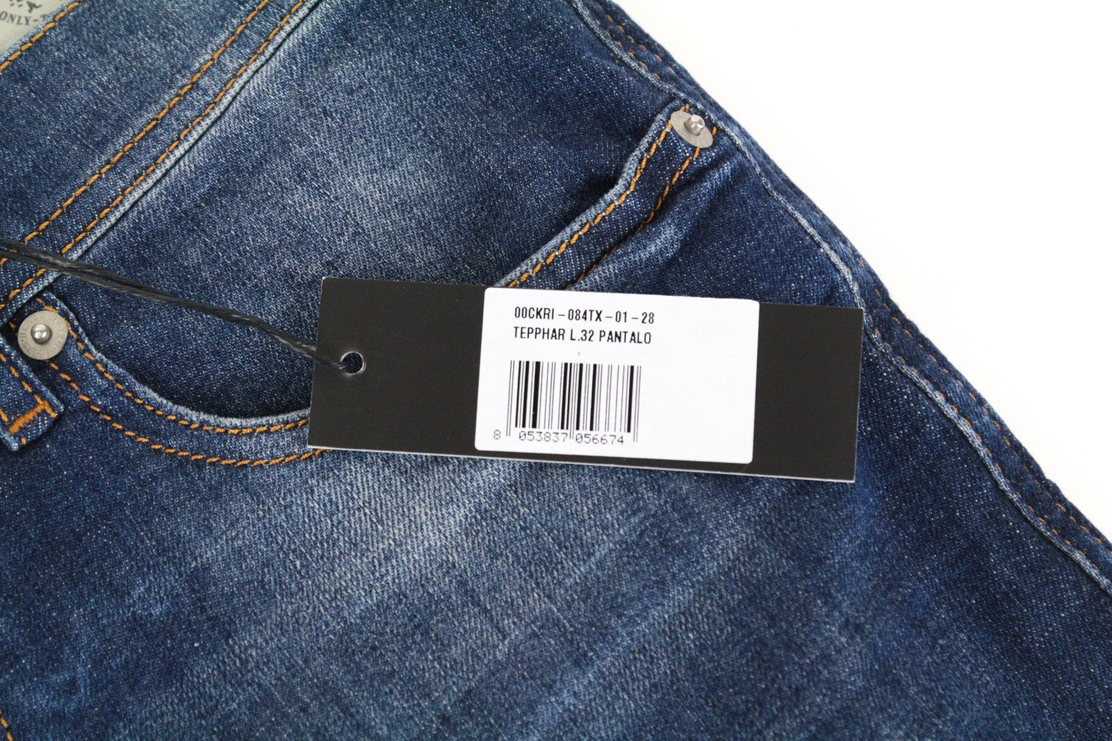 DIESEL Tepphar 084TX vyriški W28/L32 ploni, morkų kirpimo, mėlyni, tamprūs medvilniniai džinsai 