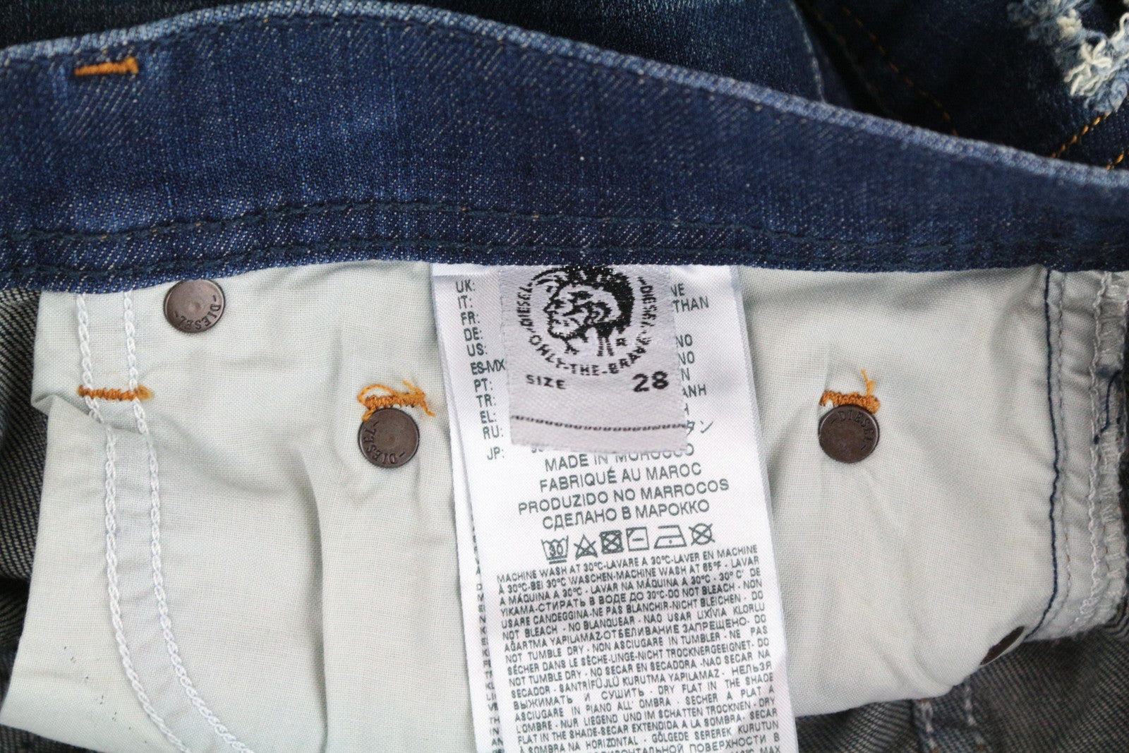 DIESEL Tepphar 084TX vyriški W28/L32 ploni, morkų kirpimo, mėlyni, tamprūs medvilniniai džinsai 