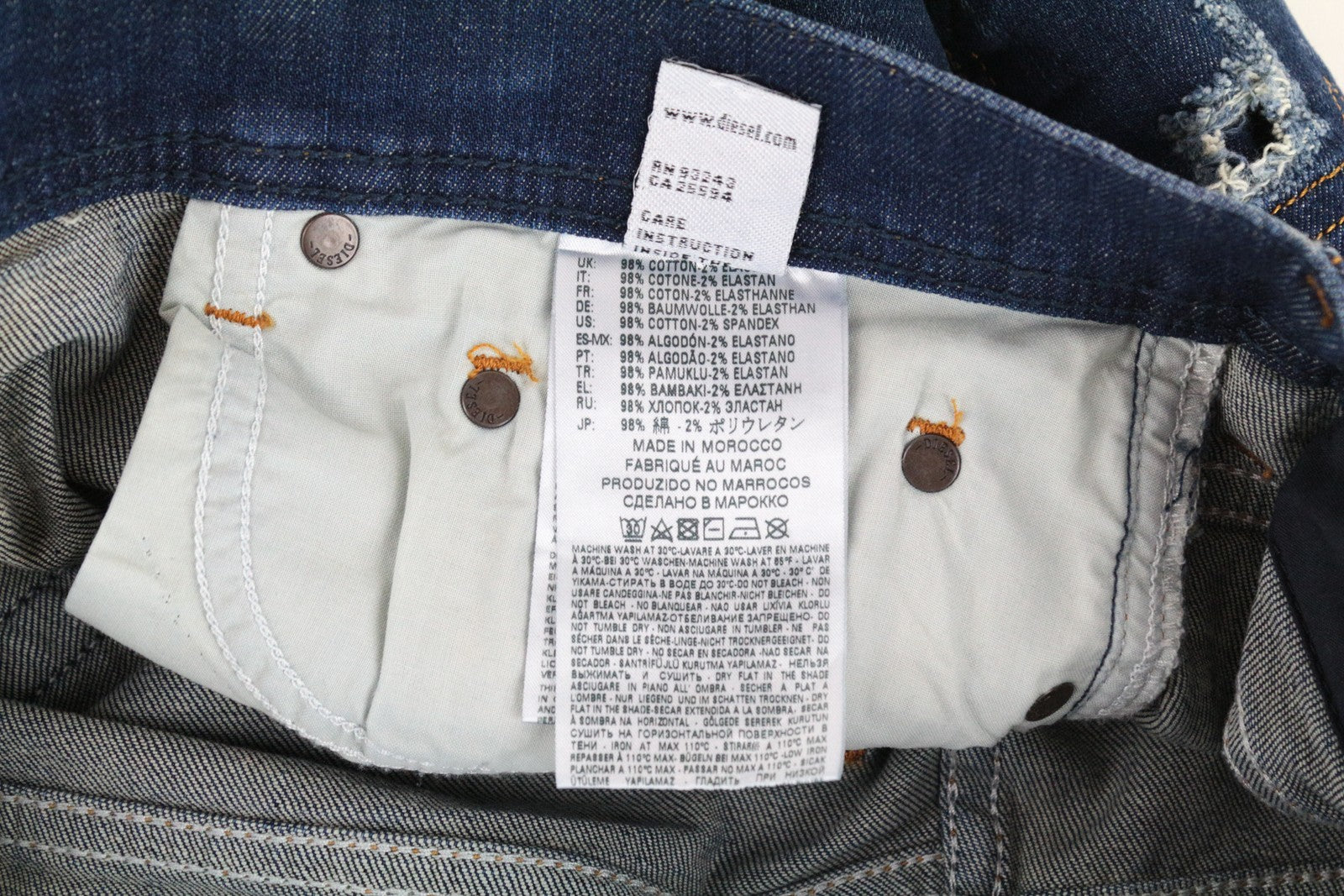 DIESEL Tepphar 084TX vyriški W28/L32 ploni, morkų kirpimo, mėlyni, tamprūs medvilniniai džinsai 