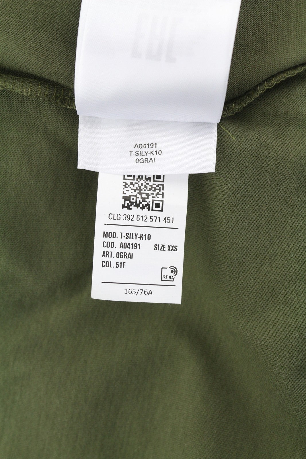 DIESEL T-Sily-K10 moteriški marškinėliai, 2XS, žali, tamprios medvilnės trikotažo spalvos, trumpomis rankovėmis. 