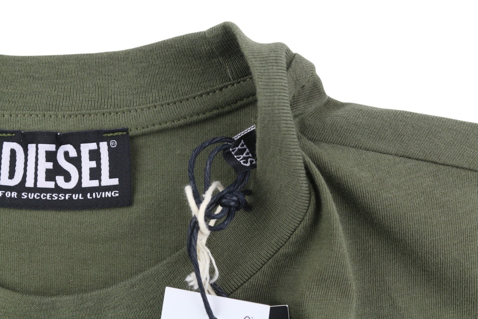 DIESEL T-Sily-K10 moteriški marškinėliai, 2XS, žali, tamprios medvilnės trikotažo spalvos, trumpomis rankovėmis. 