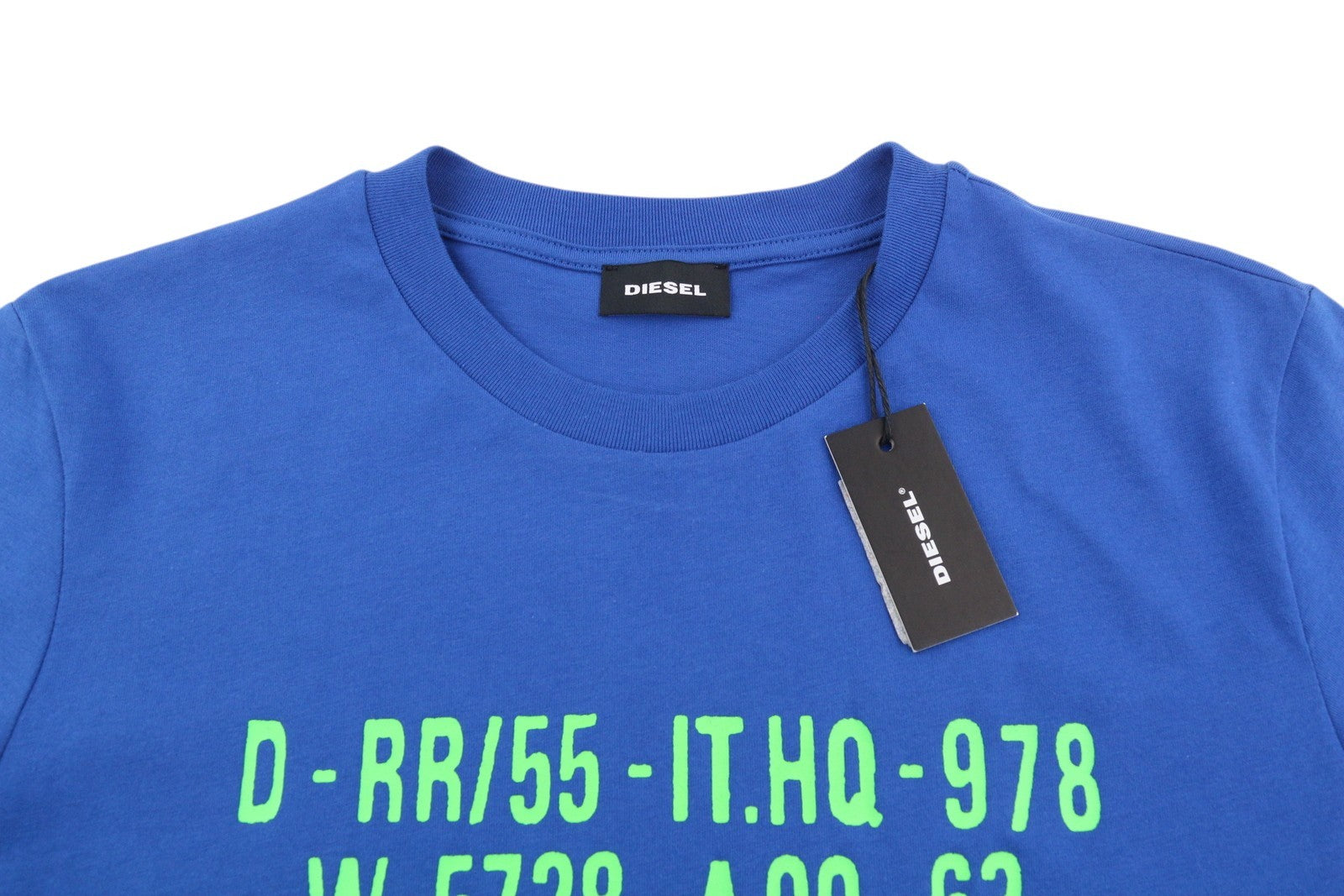 DIESEL T-Diego-S2 Men T-Shirt S Blue Tricot Stretch Cotton Crew Short Sleeve