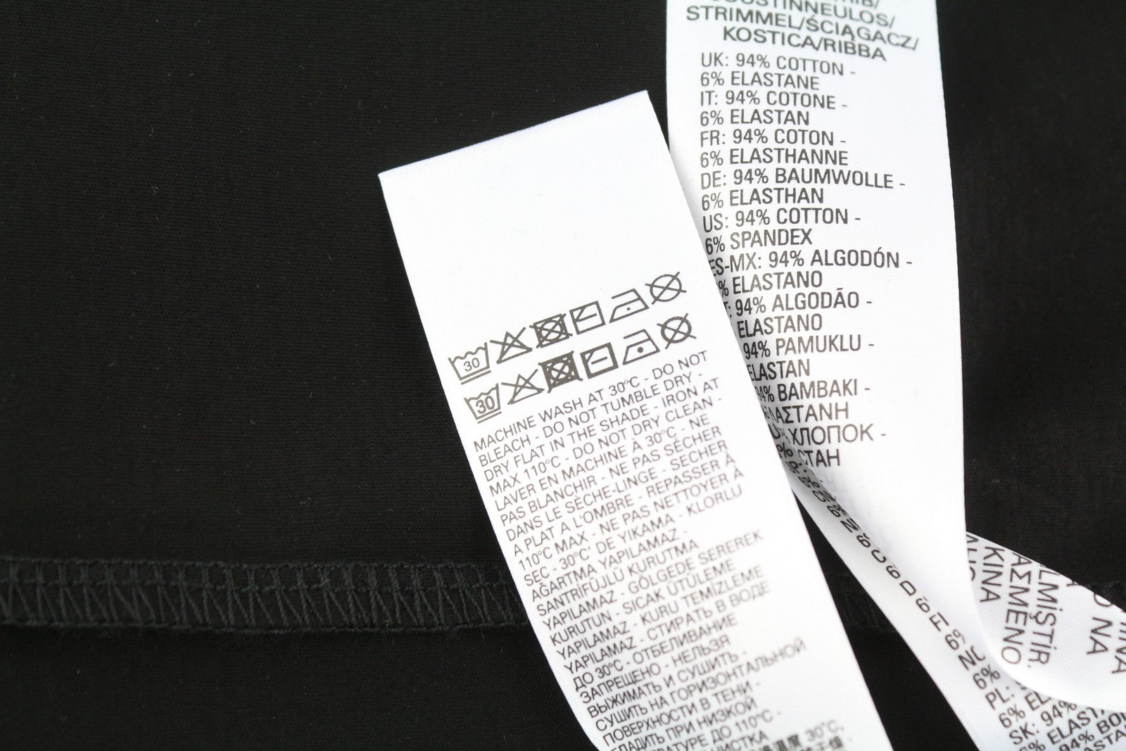 DIESEL T-Haim Men T-Shirt M Black Tricot Stretch Cotton Crew Neck Short Sleeve