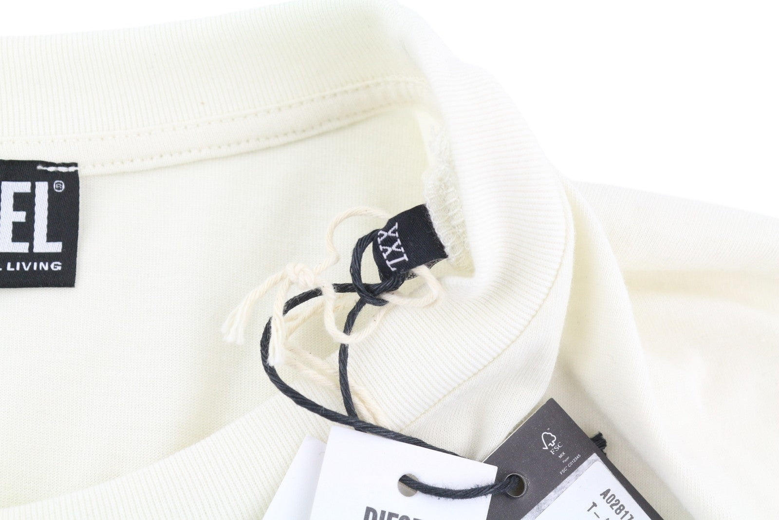 DIESEL T-Just-B57 Men T-Shirt 2XL White Tricot Embroidered Crew Short Sleeve