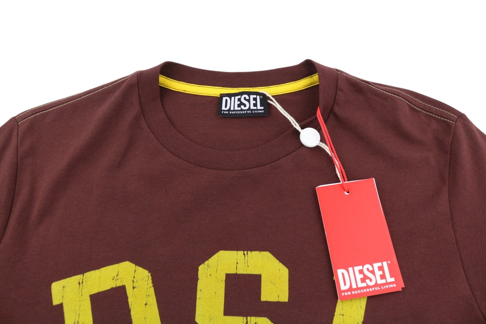 DIESEL T-Just-E35 Men T-Shirt S Brown Tricot Stretch Crew Neck Short Sleeve