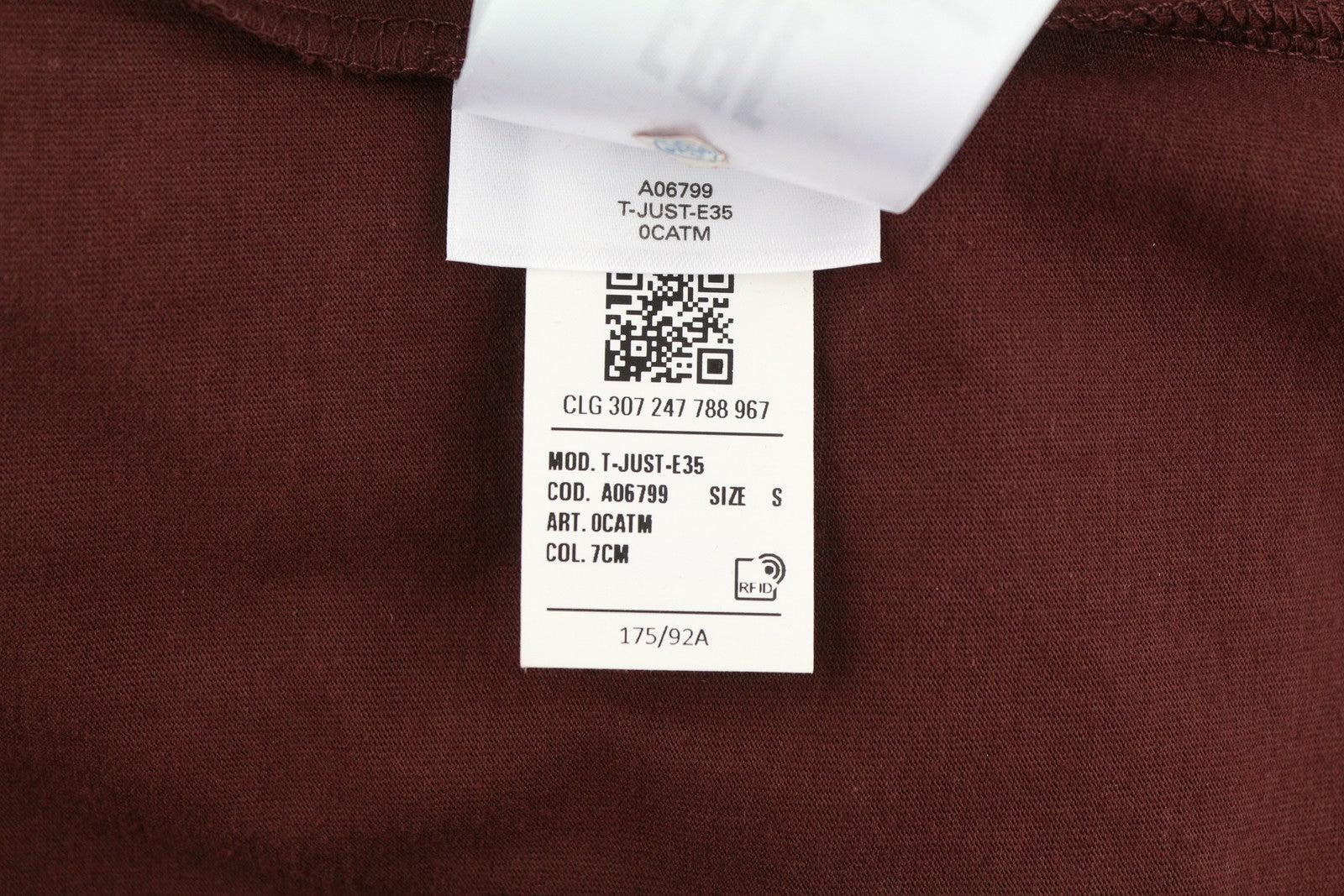 DIESEL T-Just-E35 Men T-Shirt S Brown Tricot Stretch Crew Neck Short Sleeve