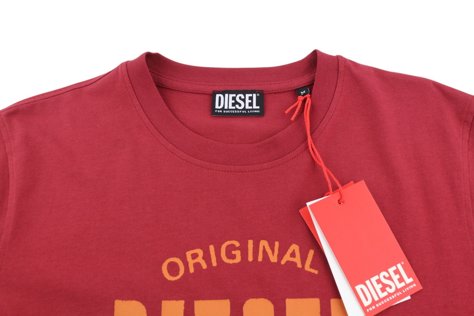 DIESEL T-Diegor-E12 Men T-Shirt M Red Tricot Stretch Crew Neck Short Sleeve