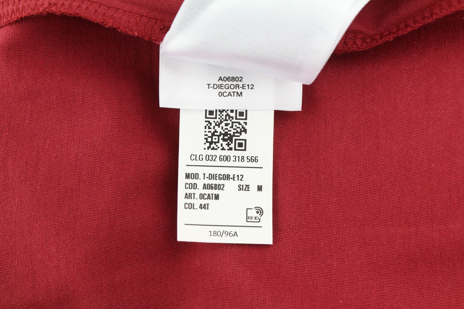 DIESEL T-Diegor-E12 Men T-Shirt M Red Tricot Stretch Crew Neck Short Sleeve