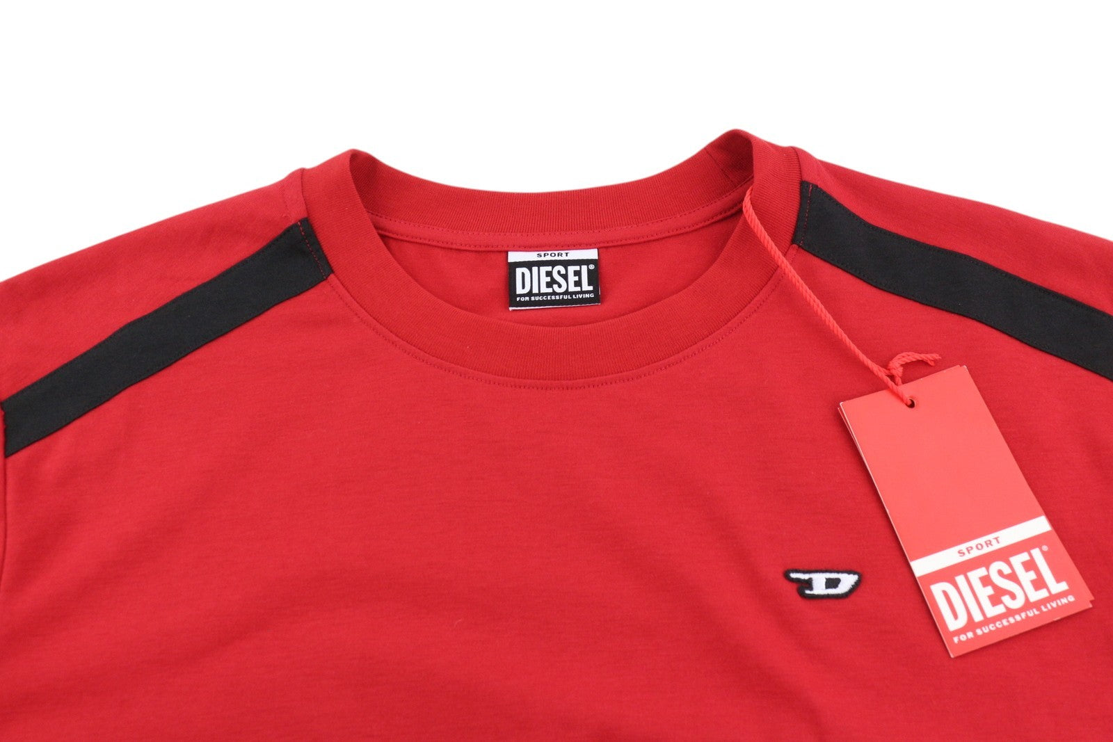 DIESEL Amtee-Freasty-HT04 Men T-Shirt M Red Tricot Logo Crew Neck Short Sleeve