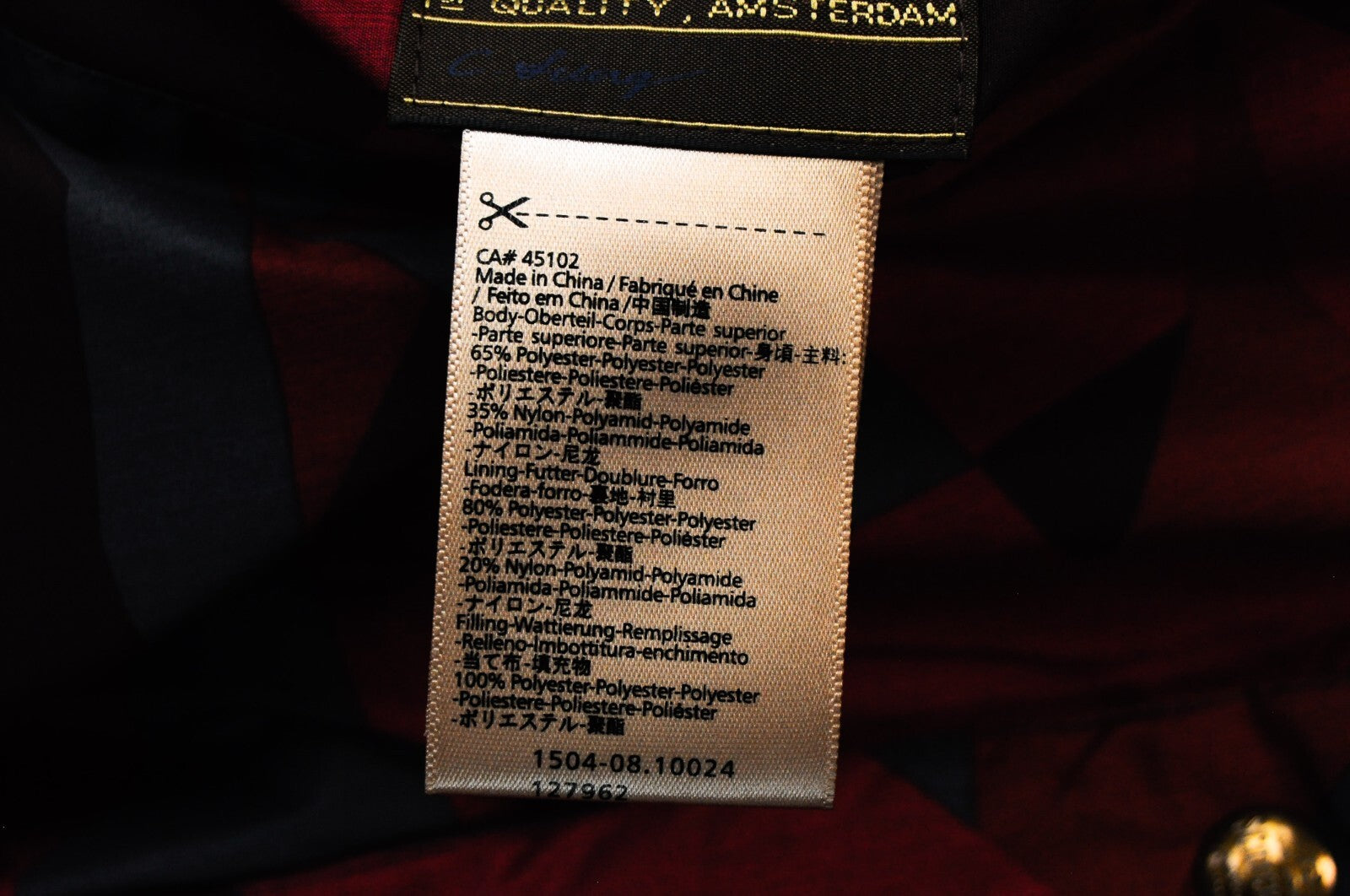 SCOTCH &amp; SODA vyriška striukė S, raudona, raštuota, dvipusė, dygsniuota, su spaudėmis 