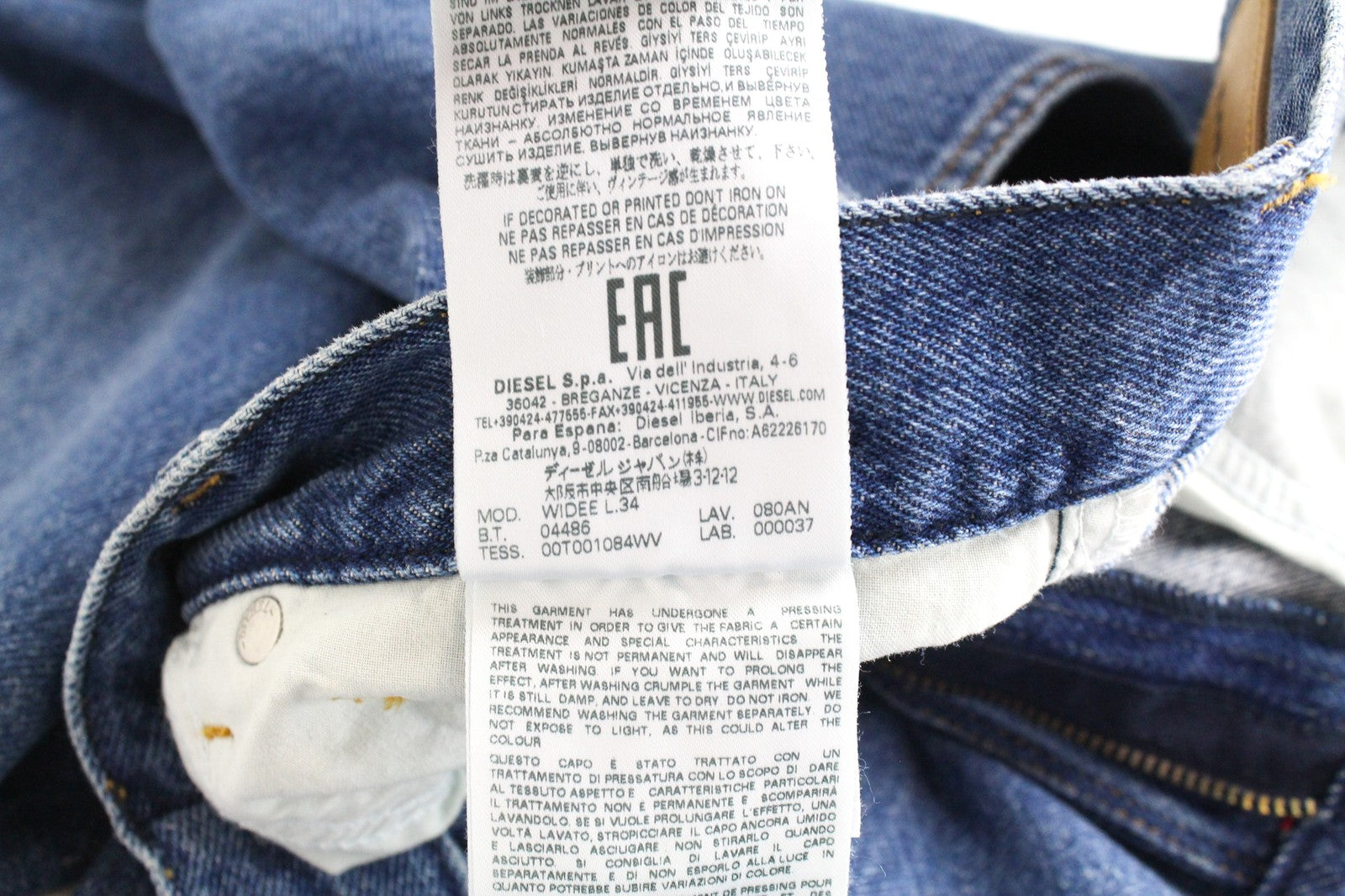 DIESEL Widee 080AN moteriški džinsai W25/L34 tiesūs mėlyni medvilniniai džinsai su aukštu juosmeniu 