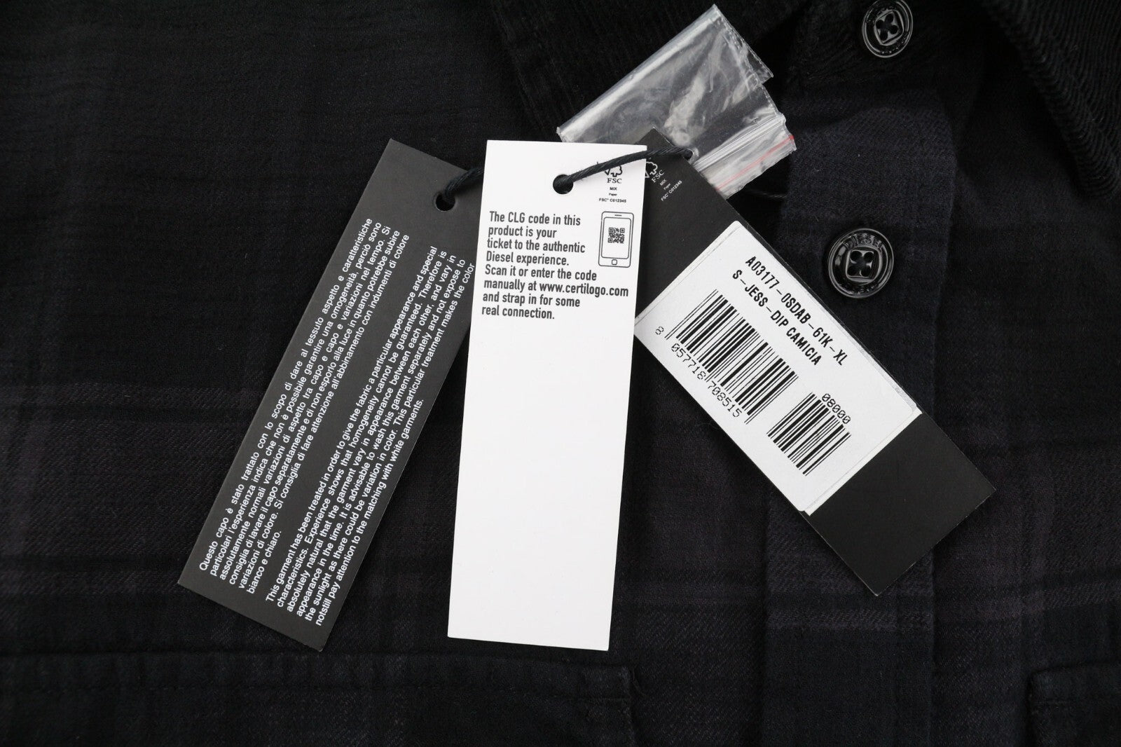 DIESEL S-Jess-Dip vyriški marškinėliai XL, rekomenduojama kaina – 150 €, flaneliniai languoti marškinėliai su sagomis ir užlopytinėmis kišenėmis.