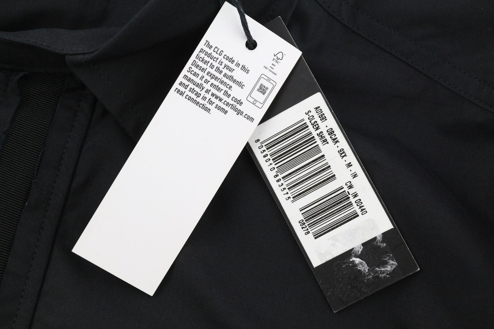 DIESEL S-Olsen vyriški marškinėliai M, juodi, paslėptomis sagomis, užlopytomis kišenėmis.