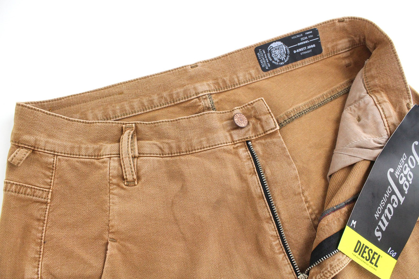 DIESEL D-Krett 069RJ Men's Jeans W32 Jogg Straight Brown Cotton Stretch