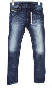 DIESEL Thavar-NE R060S vyriški džinsai W28 Jogg Slim mėlyni skalbtos medvilnės tamprūs audinys 