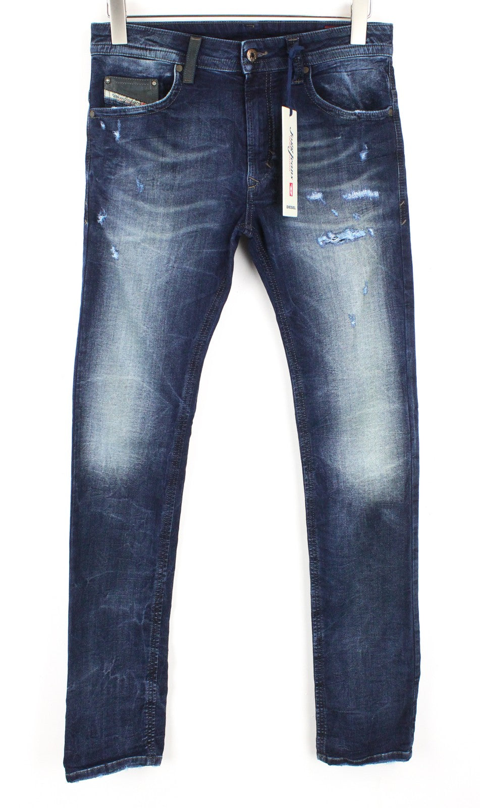 DIESEL Thavar-NE R060S vyriški džinsai W28 Jogg Slim mėlyni skalbtos medvilnės tamprūs audinys 