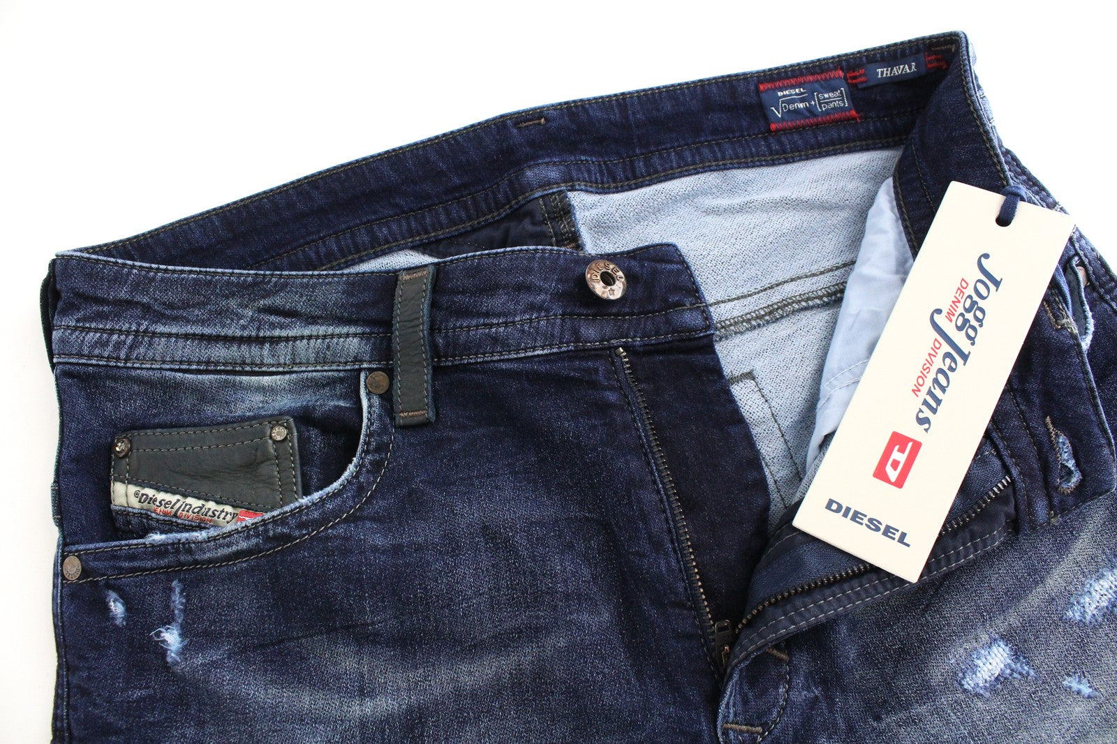 DIESEL Thavar-NE R060S vyriški džinsai W28 Jogg Slim mėlyni skalbtos medvilnės tamprūs audinys 