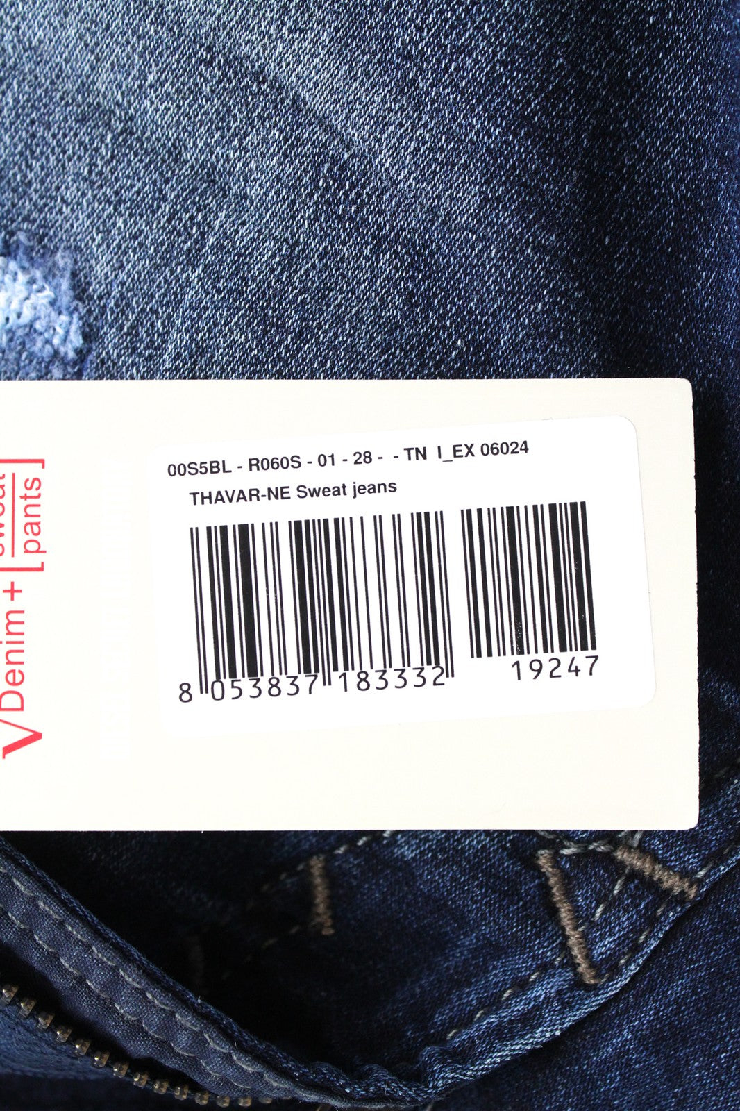 DIESEL Thavar-NE R060S vyriški džinsai W28 Jogg Slim mėlyni skalbtos medvilnės tamprūs audinys 